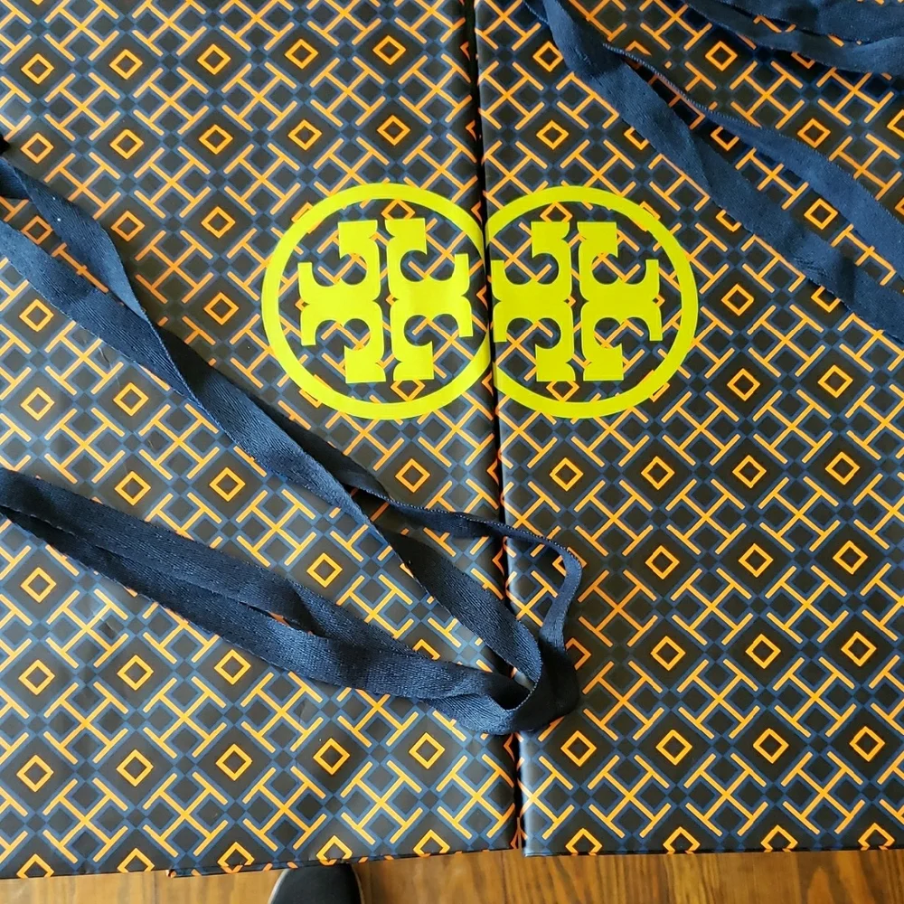 Tory Burch Logo Paper Shoping Bag Navy/pink Multi
